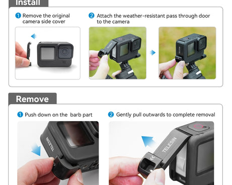For GoPro Hero11 Black / HERO10 Black /9 Black TELESIN Weather-resistant Side Cover Easy Removable Charging Cover Port, For GoPro Hero11 Black / HERO10 Black /9 Black