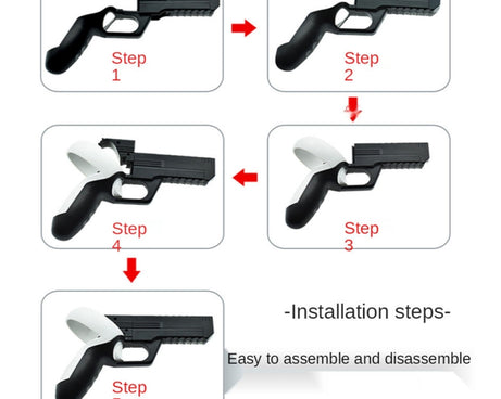 For Meta Quest 2 VR Controller 1pair Sturdy Shooting Handle Holder, Black