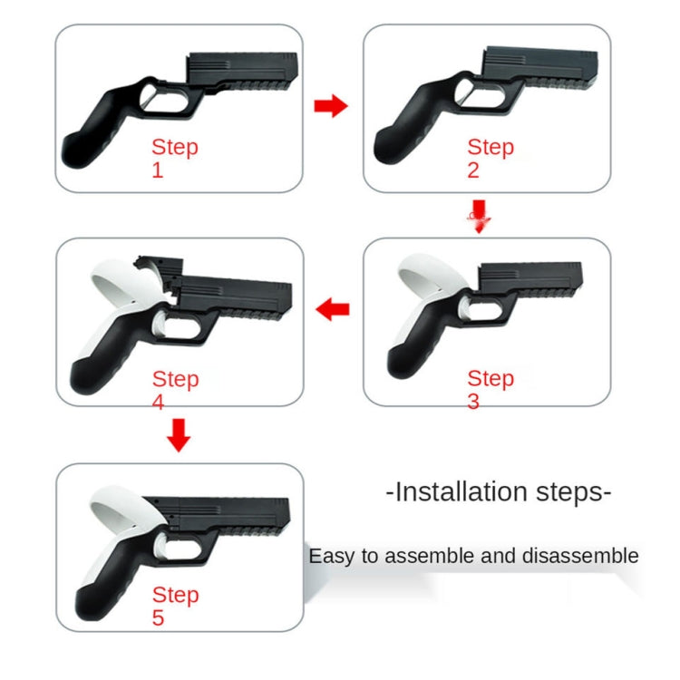 For Meta Quest 2 VR Controller 1pair Sturdy Shooting Handle Holder, Black