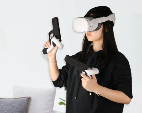 For Meta Quest 2 VR Controller 1pair Sturdy Shooting Handle Holder, Black