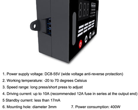 Deek-Robot DMC-331 PWM DC Motor Speed Controller Wide Voltage DC8-55V Speed Regulator, Speed Controller