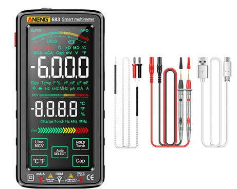 ANENG 683 Smart Touch Screen Automatic Range Rechargeable Multimeter, 683 Red, 683 Black