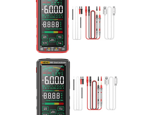 ANENG 683 Smart Touch Screen Automatic Range Rechargeable Multimeter, 683 Red, 683 Black