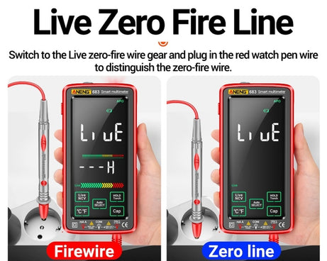 ANENG 683 Smart Touch Screen Automatic Range Rechargeable Multimeter, 683 Red, 683 Black
