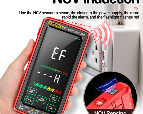 ANENG 683 Smart Touch Screen Automatic Range Rechargeable Multimeter, 683 Red, 683 Black