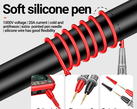 ANENG 683 Smart Touch Screen Automatic Range Rechargeable Multimeter, 683 Red, 683 Black