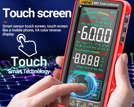 ANENG 683 Smart Touch Screen Automatic Range Rechargeable Multimeter, 683 Red, 683 Black
