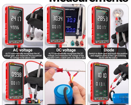 ANENG 683 Smart Touch Screen Automatic Range Rechargeable Multimeter, 683 Red, 683 Black
