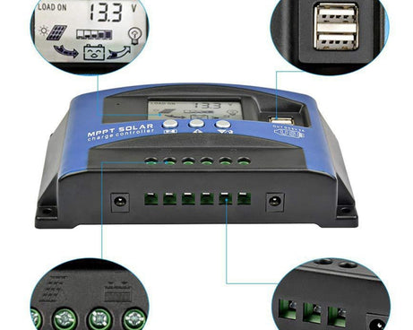 YCX-003 30-100A Solar Charging Controller with LED Screen & Dual USB Port Smart MPPT Charger, 12/24V 30A, 12/24V 40A, 12/24V 50A, 12/24V 60A, 12/24V 100A, 12/24/36/48/60V 40A, 12/24/36/48/60V 100A, 12/24/36/48/60V Wifi 40A, 12/24/36/48/60V Wifi 100A