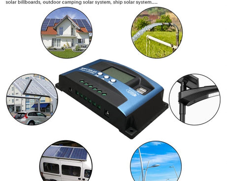 YCX-003 30-100A Solar Charging Controller with LED Screen & Dual USB Port Smart MPPT Charger, 12/24V 30A, 12/24V 40A, 12/24V 50A, 12/24V 60A, 12/24V 100A, 12/24/36/48/60V 40A, 12/24/36/48/60V 100A, 12/24/36/48/60V Wifi 40A, 12/24/36/48/60V Wifi 100A