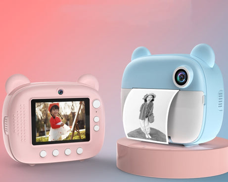 Children Instant Print Camera 1080P 2.4-Inch IPS Screen Dual Lens Photography Camera