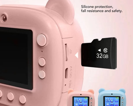 Children Instant Print Camera 1080P 2.4-Inch IPS Screen Dual Lens Photography Camera