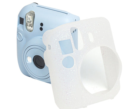 For Fujifilm Instax Mini 12 Soft Shell Camera Bag Storage Silicone Case, Glitter Pink
