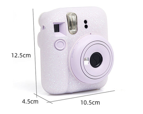 For Fujifilm Instax Mini 12 Soft Shell Camera Bag Storage Silicone Case, Glitter Pink