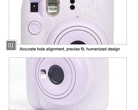 For Fujifilm Instax Mini 12 Soft Shell Camera Bag Storage Silicone Case, Glitter Pink