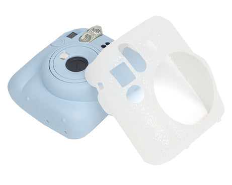 For Fujifilm Instax Mini 12 Soft Shell Camera Bag Storage Silicone Case, Glitter Pink