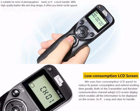 Pixel TW283 Shutter Wireless Delay Remote Control SLR Shutter Flasher, For Canon E3, For Nikon DC0, For Nikon DC2, For Sony S1, For Sony S2, For Instax 90, For Instax E3