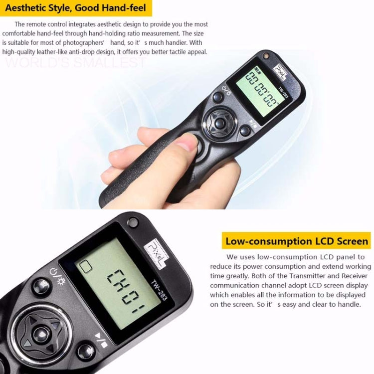 Pixel TW283 Shutter Wireless Delay Remote Control SLR Shutter Flasher, For Canon E3, For Nikon DC0, For Nikon DC2, For Sony S1, For Sony S2, For Instax 90, For Instax E3