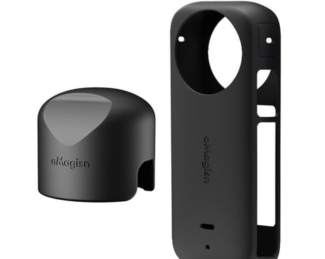 For Insta360 X3 AMagisn Body Silicone Protective Cover, Body+Lens Case (Black), Body Case (black), Lens Case (Black)