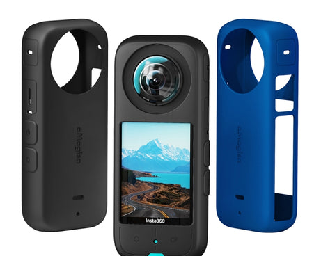 For Insta360 X3 AMagisn Body Silicone Protective Cover, Body+Lens Case (Black), Body Case (black), Lens Case (Black)