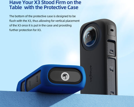 For Insta360 X3 AMagisn Body Silicone Protective Cover, Body+Lens Case (Black), Body Case (black), Lens Case (Black)