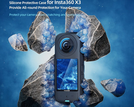 For Insta360 X3 AMagisn Body Silicone Protective Cover, Body+Lens Case (Black), Body Case (black), Lens Case (Black)