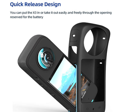 For Insta360 X3 AMagisn Body Silicone Protective Cover, Body+Lens Case (Black), Body Case (black), Lens Case (Black)