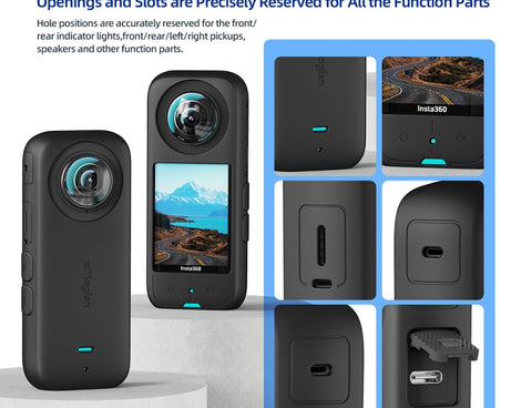 For Insta360 X3 AMagisn Body Silicone Protective Cover, Body+Lens Case (Black), Body Case (black), Lens Case (Black)