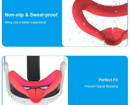 For Meta Quest 3 Silicone Face Cover Eye Mask with Nose Pad