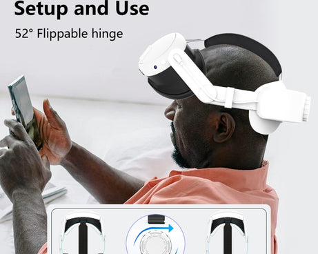 For Meta Quest 3 Rechargeable Headband Adjustable Headstrap Built In 6000mAh Battery, Rechargeable Headband