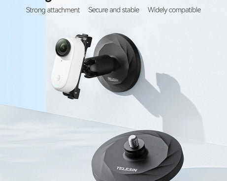 TELESIN Magnetic Base With 1/4 Inch Interface for DJI Pocket 3 / Insta360 Camera & Smart Phones, With Suction Cup Base Set, Without Suction Cup Base