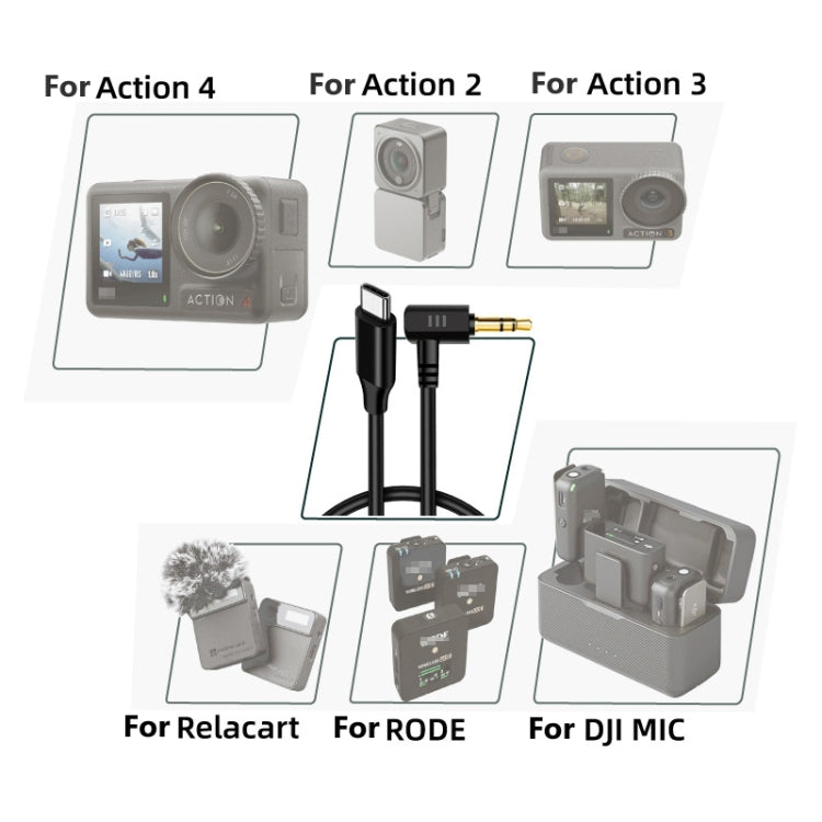 USB-C / Type-C To 3.5mm Male TRS Audio Adapter Cable For DJI Osmo Action 4 / 3 / 2 / Pocket 3