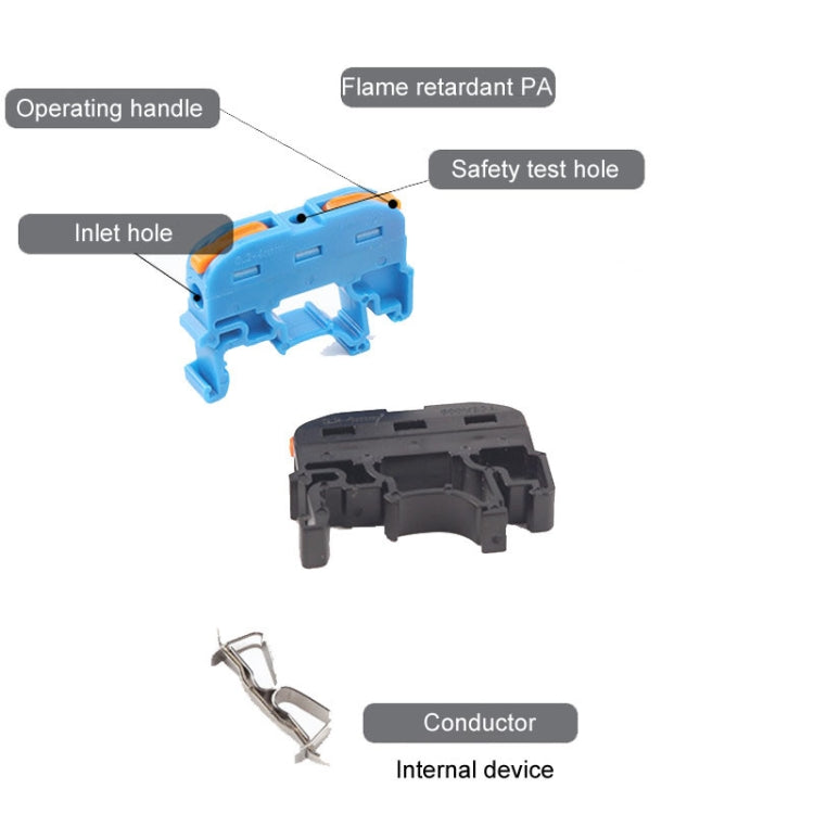 10pcs Guide Rail Type Replacement UK Quick Terminal Block 1 Input 1 Output