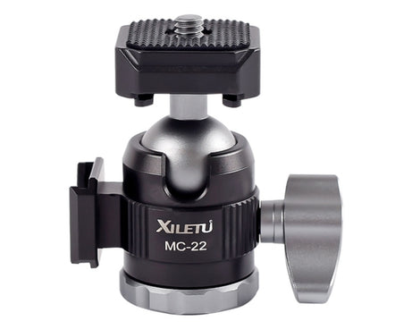 XILETU  MC-22 Mini Tripod Ball Head Double Cold Shoe Design With 1/4 Inch Screw