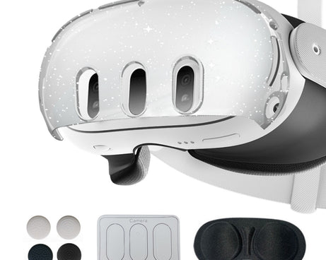 For Meta Quest 3 PC Protective Shell, 7 In 1 (Glitter Transparent), 7 In 1 (Glitter Transparent Blue), 7 In 1 (Glitter Transparent Red), Single Shell (Glitter Transparent), Single Shell (Glitter Transparent Blue), Single Shell (Glitter Transparent Red)