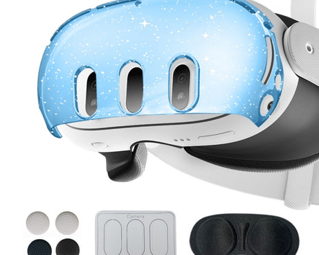 For Meta Quest 3 PC Protective Shell, 7 In 1 (Glitter Transparent), 7 In 1 (Glitter Transparent Blue), 7 In 1 (Glitter Transparent Red), Single Shell (Glitter Transparent), Single Shell (Glitter Transparent Blue), Single Shell (Glitter Transparent Red)