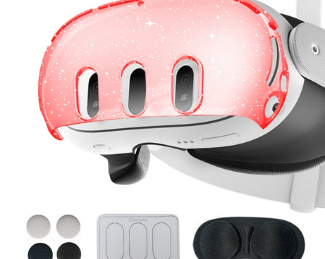 For Meta Quest 3 PC Protective Shell, 7 In 1 (Glitter Transparent), 7 In 1 (Glitter Transparent Blue), 7 In 1 (Glitter Transparent Red), Single Shell (Glitter Transparent), Single Shell (Glitter Transparent Blue), Single Shell (Glitter Transparent Red)