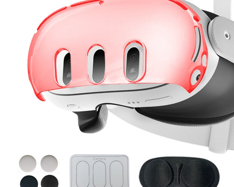 For Meta Quest 3 PC Protective Shell, 7 In 1 (Glitter Transparent), 7 In 1 (Glitter Transparent Blue), 7 In 1 (Glitter Transparent Red), Single Shell (Glitter Transparent), Single Shell (Glitter Transparent Blue), Single Shell (Glitter Transparent Red)