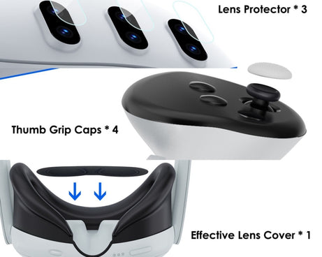 For Meta Quest 3 PC Protective Shell, 7 In 1 (Glitter Transparent), 7 In 1 (Glitter Transparent Blue), 7 In 1 (Glitter Transparent Red), Single Shell (Glitter Transparent), Single Shell (Glitter Transparent Blue), Single Shell (Glitter Transparent Red)