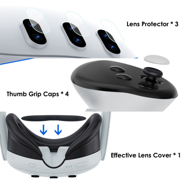 For Meta Quest 3 PC Protective Shell, 7 In 1 (Glitter Transparent), 7 In 1 (Glitter Transparent Blue), 7 In 1 (Glitter Transparent Red), Single Shell (Glitter Transparent), Single Shell (Glitter Transparent Blue), Single Shell (Glitter Transparent Red)