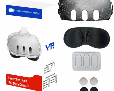 For Meta Quest 3 PC Protective Shell, 7 In 1 (Glitter Transparent), 7 In 1 (Glitter Transparent Blue), 7 In 1 (Glitter Transparent Red), Single Shell (Glitter Transparent), Single Shell (Glitter Transparent Blue), Single Shell (Glitter Transparent Red)