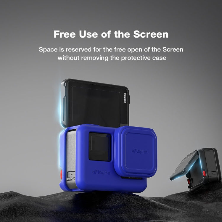 aMagisn Silicone Protection Case Sports Camera Protection Accessories, For Insta360 Ace Pro (Black), For Insta360 Ace Pro (Blue), For Insta360 Ace (Black), For Insta360 Ace (Blue)
