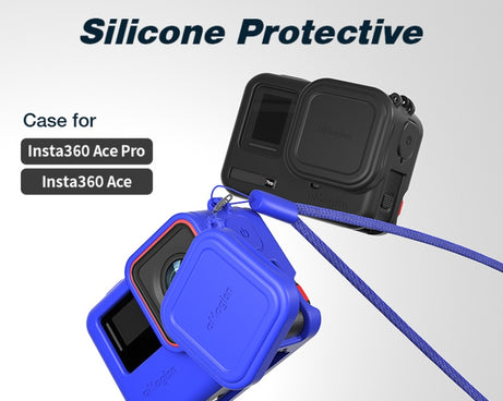 aMagisn Silicone Protection Case Sports Camera Protection Accessories, For Insta360 Ace Pro (Black), For Insta360 Ace Pro (Blue), For Insta360 Ace (Black), For Insta360 Ace (Blue)