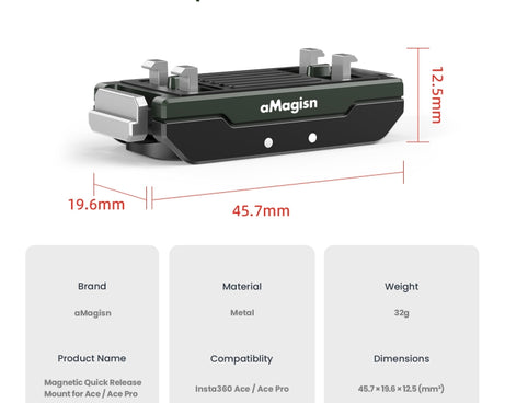 For Insta360 Ace / Ace Pro / X5 aMagisn Metal Magnetic Quick Release Sports Camera Accessories
