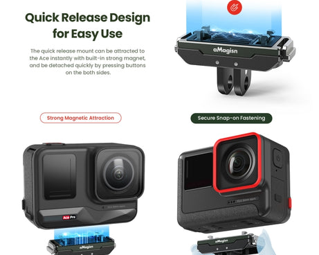 For Insta360 Ace / Ace Pro / X5 aMagisn Metal Magnetic Quick Release Sports Camera Accessories