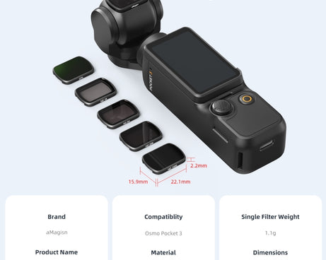 For DJI Osmo Pocket 3 aMagisn HD Double Sided Coated Filters Sports Camera Protective Goggles, CPL, ND16+ND64+ND256 + CPL, ND16+ND64+ND256+ND1000
