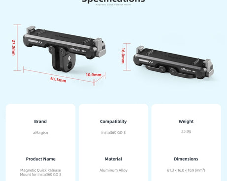For Insta360 GO 3 / 3S aMagisn Magnetic Fast Disassembly Bottom Seat Bracket Sports Camera Accessories