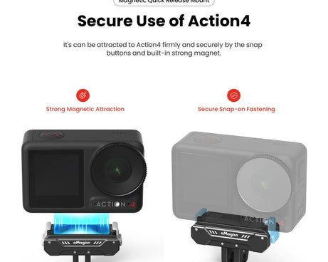 For DJI Osmo 360 / Action 5 Pro / Action 4 / Action 3 aMagisn Magnetic Fast Disassembly Motion Camera Accessories