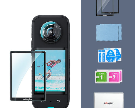 For Insta360 X3 aMagisn Screen Tempered Film Protection Sports Camera Accessories, 1set, 2sets