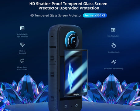 For Insta360 X3 aMagisn Screen Tempered Film Protection Sports Camera Accessories, 1set, 2sets